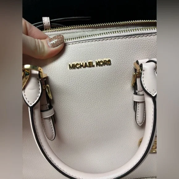 Michael Kors | EUC Charlotte Leather Large Shoulder Bag Purse Satchel, Blush - Picture 2 of 12